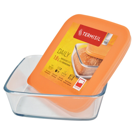 Pojemnik na żywność żaroodporny 1,8 l szklany Termisil kolor pomarańczowy